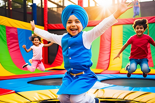 Kids Jumpng in Amusement Park of Ludhiana